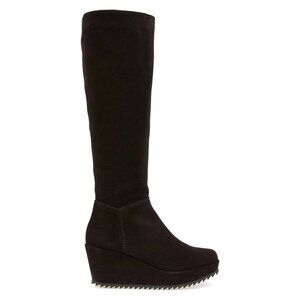 $850 Pedro Garcia Franca Platform Wedge Tall Boot RAZOR Black Suede 38 (MG27)